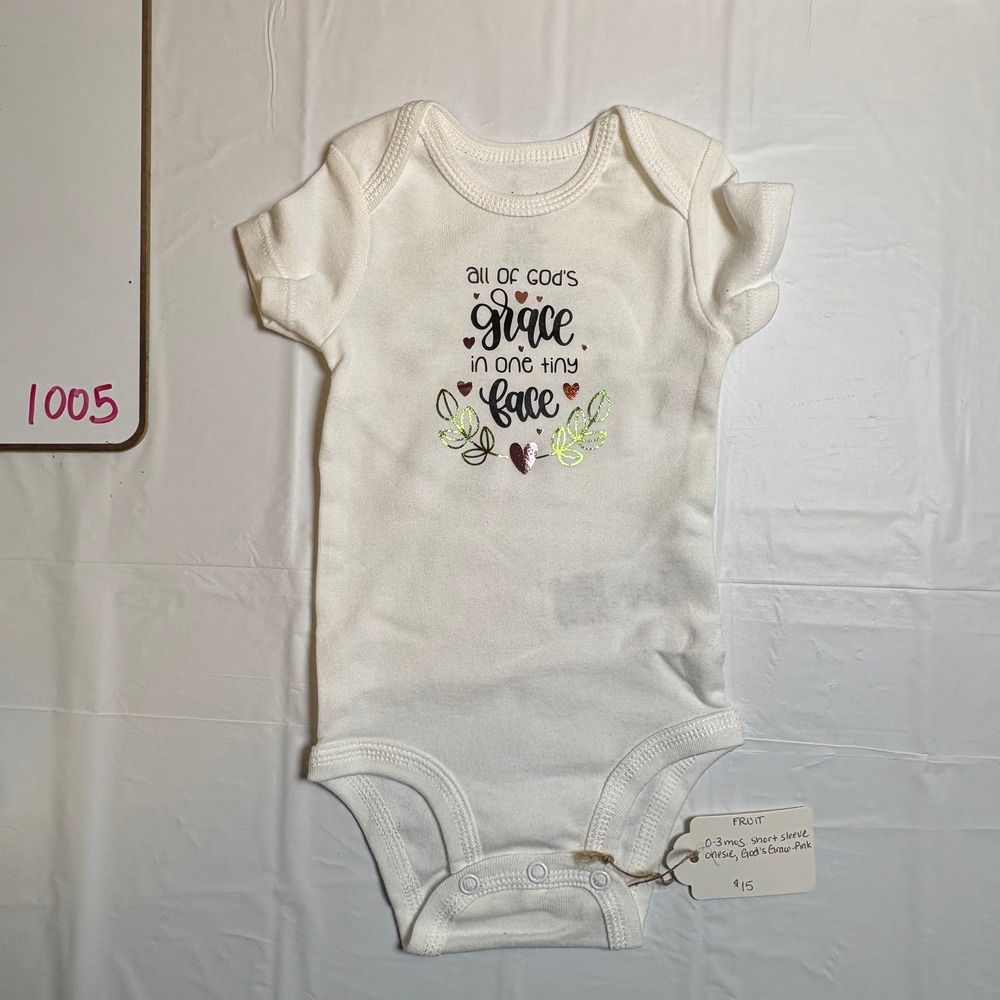 Simple Joys Carters Baby Bodysuit 0-3M White Gods Grace Religious Short Sleeve